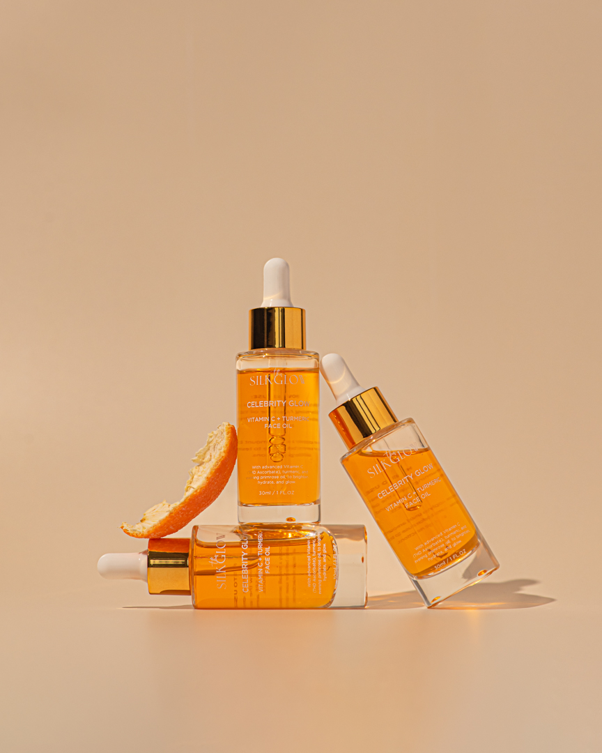 Styled product shoot for a skin oil product